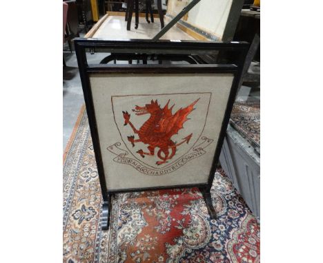     A Welsh Regiment Woolwork Fire Screen                                           