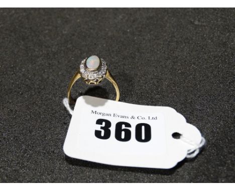     A 9ct Gold Opal &amp; Diamond Ring                                                  