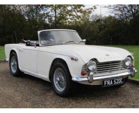 1965 Triumph TR4A LHDMake: Triumph Model: TR4AYear: 1965Mileage: 0VIN: CT5298L0Configuration: Left Hand DriveRegistration: FN