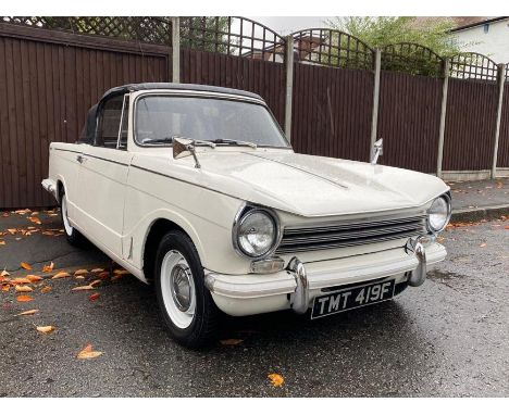 1968 Triumph Herald 13/60 ConvertibleMake: Triumph Model: Herald Year: 1968Mileage: 37000VIN: GE17312CVConfiguration: Right H