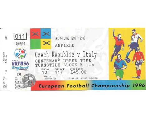 EURO 96 ITALY V CZECH REPUBLIC AT LIVERPOOL UNUSED TICKET
Ref BF