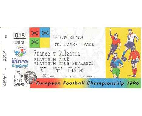 EURO 96 FRANCE V BULGARIA AT NEWCASTLE UNITED UNUSED TICKET
Ref BF