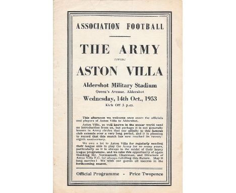 1953-54 THE ARMY V ASTON VILLA
Good condition&nbsp;
Ref G