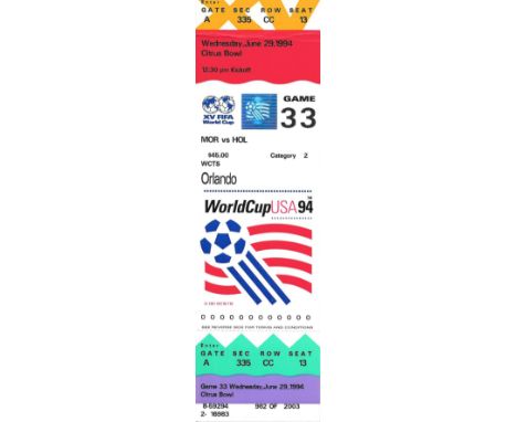 1994 WORLD CUP MOROCCO V NETHERLANDS UNUSED TICKET
Game 43
Fold
Ref SM