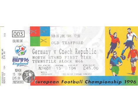 EURO 96 GERMANY V CZECH REPUBLIC AT MANCHESTER UNITED UNUSED TICKET
Ref BF