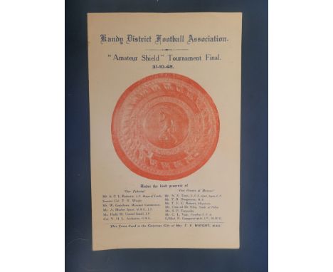 1948 KANDY DISTRICT F A AMATEUR SHIELD FINAL DRAGONS V SAUNDERS
Good condition with just light fold
Ref DS