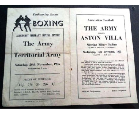 1955 THE ARMY V ASTON VILLA INC'S MANCHESTER UNITED'S DUNCAN EDWARDS
Fold
Ref B A5
&nbsp;