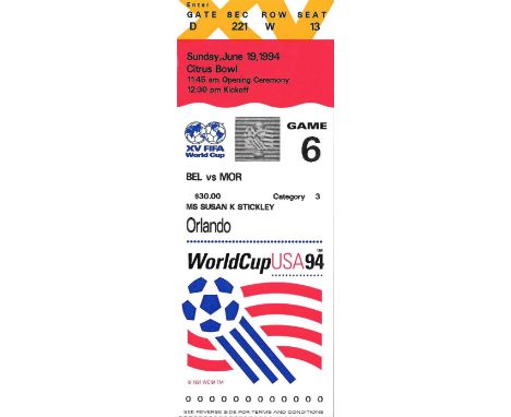 1994 WORLD CUP BELGIUM V MOROCCO TICKET
Game 6
Ref BF