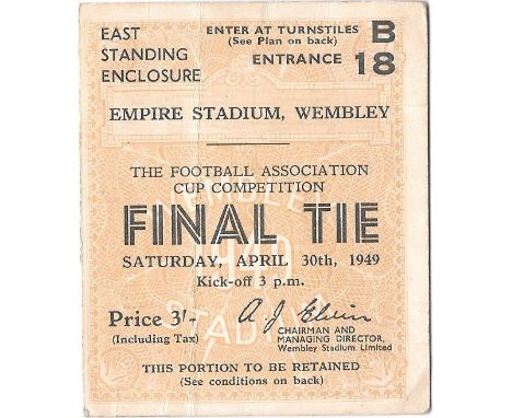 1949 FA CUP FINAL WOLVERHAMPTON WANDERERS V LEICESTER CITY TICKET
Crease