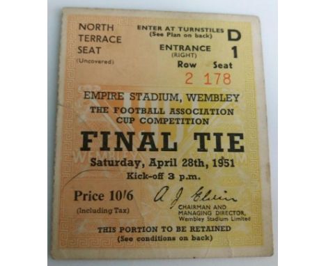 NEWCASTLE UNITED V BLACKPOOL 1951 FA CUP FINAL TICKET
Ref B A264
&nbsp;