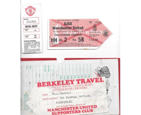 1976 AJAX V MANCHESTER UNITED TICKET, ITINERARY, TRAVEL TICKETS ETC
Ref SM