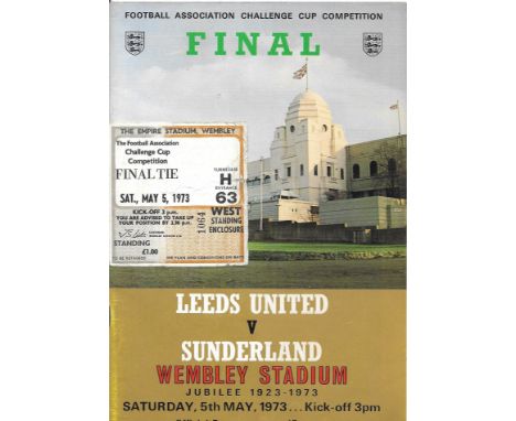 1973 FA CUP FINAL LEEDS UNITED V SUNDERLAND PROGRAMME &amp; TICKET
Programme - good
Ticket - worn
Ref SM
