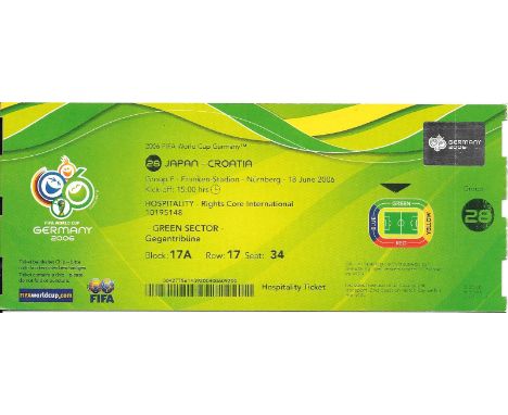 2006 WORLD CUP JAPAN V CROATIA TICKET
Ref SM