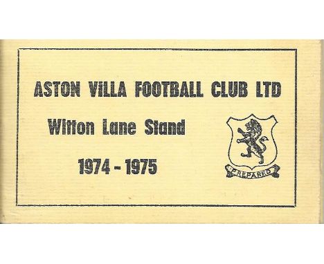 ASTON VILLA SEASON TICKET 1974-75 ( 2ND DIV PROMOTION SEASON )
Contains some unused tickets
Ref SM