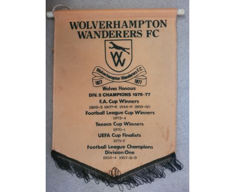 VINTAGE WOLVERHAMPTON WANDERERS PENNANT
12 x 15 Inches
Ref SM