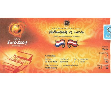 EURO 2004 NETHERLANDS V LATVIA TICKET
Ref SM