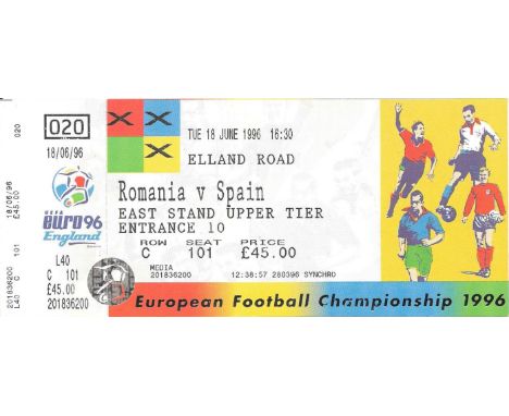 EURO 96 SPAIN V ROMANIA AT LEEDS UNITED UNUSED TICKET
Ref BF