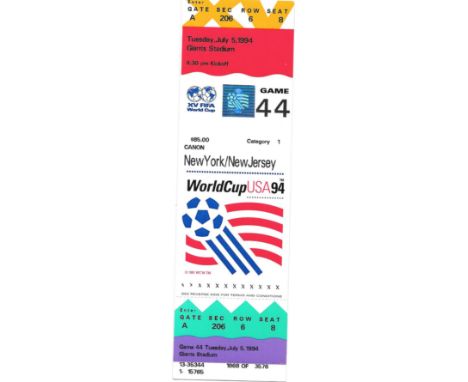 1994 WORLD CUP MEXICO V BULGARIA UNUSED TICKET
Game 44
Ref SM