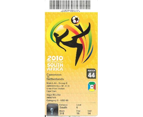 2010 WORLD CUP NETHERLANDS V CAMEROON TICKET
Slight fold
Ref SM