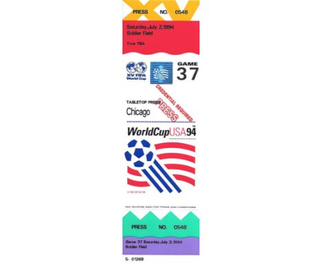 1994 WORLD CUP GERMANY V BELGIUM COMPLETE TICKET
Rare complete Press Ticket
Game 37
Ref SM