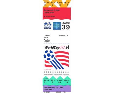 1994 WORLD CUP SAUDI ARABIA V SWEDEN UNUSED TICKET
Game 39
Ref BF