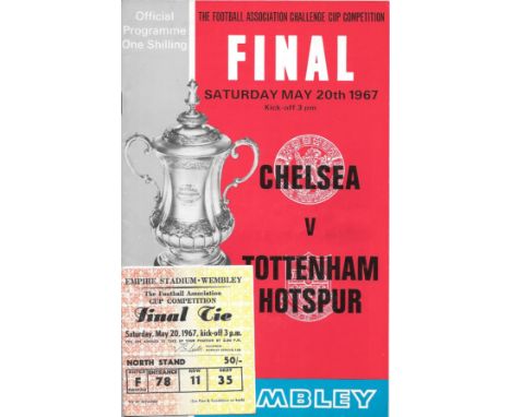 1967 FA CUP FINAL CHELSEA V TOTTENHAM PROGRAMME &amp; TICKET
Programme - good condition
Ticket - fold &amp; signature on rear