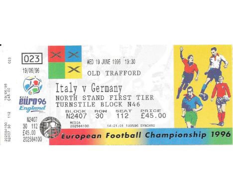 EURO 96 GERMANY V ITALY AT MANCHESTER UNITED UNUSED TICKET
Ref BF
