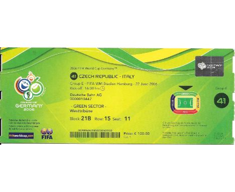 2006 WORLD CUP CZECH REPUBLIC V ITALY TICKET
Ref SM