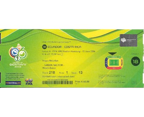 2006 WORLD CUP COSTA RICA V ECUADOR TICKET
Ref SM
