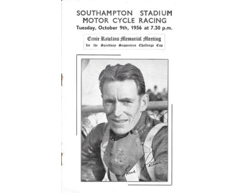 SPEEDWAY SOUTHAMPTON 1950'S HOME PROGRAMMES X 4
1956 Ernie Rawlins Memorial Cup Inc's riders from Swindon, Rayleigh, Poole, O
