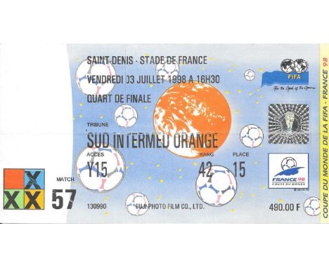 1998 WORLD CUP ITALY V FRANCE 3RD JULY QTR FINAL TICKET
Fold
Ref BF