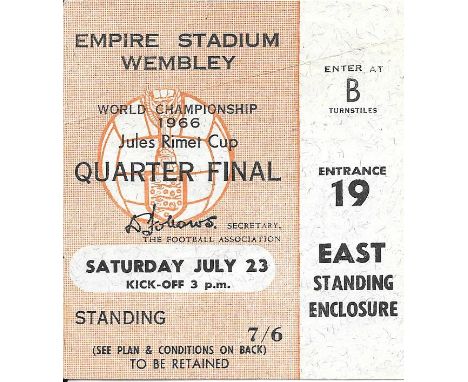 1966 WORLD CUP ENGLAND V ARGENTINA TICKET
Slight folds
Ref SM