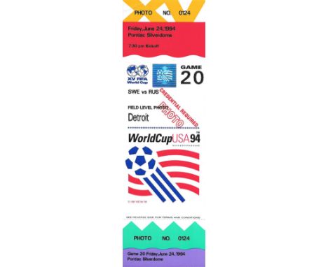 1994 WORLD CUP SWEDEN V RUSSIA TICKET
Rare complete Press Ticket
Game 20
Ref SM