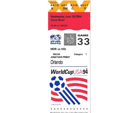 1994 WORLD CUP MOROCCO V HOLLAND TICKET
Game 33
Ref BF