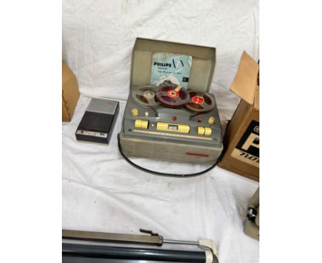 Large selection of Cini/ projector equipment includes Phillips tape recorder, eumig 8 trap recorder chinon 8mm jewel projecto