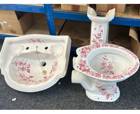 Porcelain toilet and pedestal and sink 
