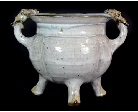 An interesting glazed studio pottery censor by Isabel K-J Denyer (KK mark), H. 23cm.