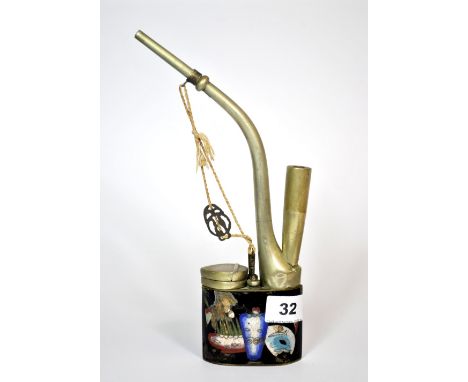 A rare early 20th century cloisonne decorated opium pipe.