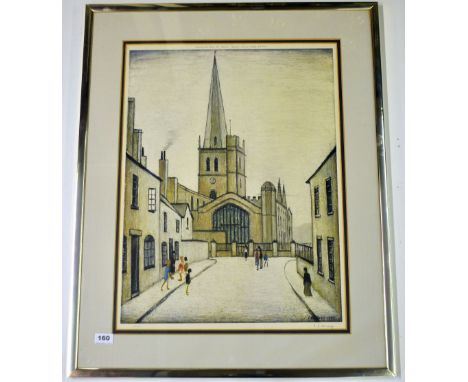 L. S. Lowry (British 1887-1976) framed pencil signed limited edition print 680/850 of Burford Church with a 1973 purchase rec