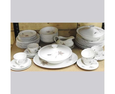 A Royal Doulton Tumbling Leaves pattern bone china part tea and dinner service