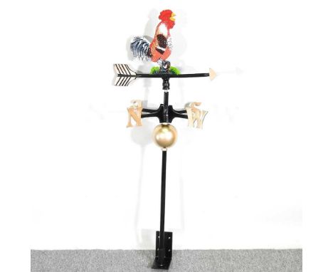 A metal cockerel weather vane, 110cm high