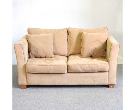 A Collins &amp; Hayes beige suede upholstered sofa, with loose cushions165w x 106d x 85h cmThis is modern and unused having c