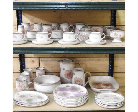 A Denby Gypsy pattern stoneware part tea and dinner service, decorated with flowers