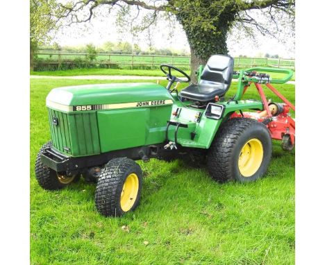 A John Deere 855 diesel compact tractor, model 3TN75RJ, serial number CH30D006193*, showing 1861 hours, with a 2004 Rotomec C