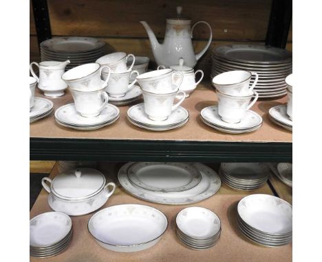 An extensive Noritake Highclere pattern tea and dinner service, with twelve place settings, to include a tureen and meat plat