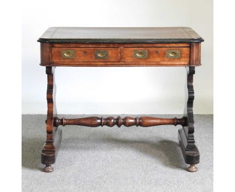 A 19th century sofa table, with an inset top, on standard end supports92w x 62d x 76h cm