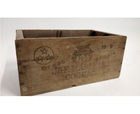 A 20th century pine bottle crate for by J & F Martell Cognac