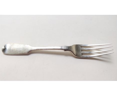 A single Victorian silver fiddle pattern dessert fork, by Elizabeth Eaton, 44 g (1.4 troy ozs) gross