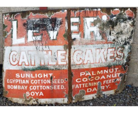 A leavers cattle cakes metal enamel sign, 126cm high, 179cm long