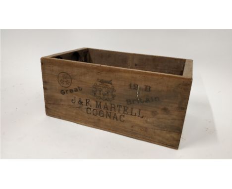 A 20th century pine bottle crate for by J & F Martell Cognac